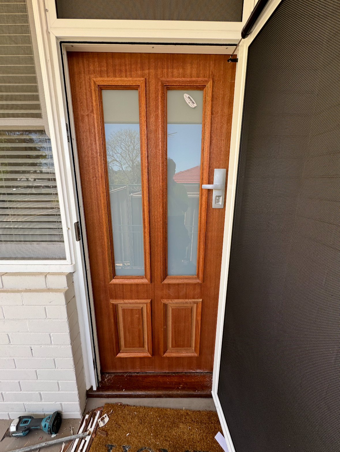 Front entry door with glass panels installed in Perth